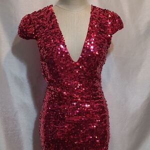 Lulu's Dazzling Fuchsia Sequin Mini Dress